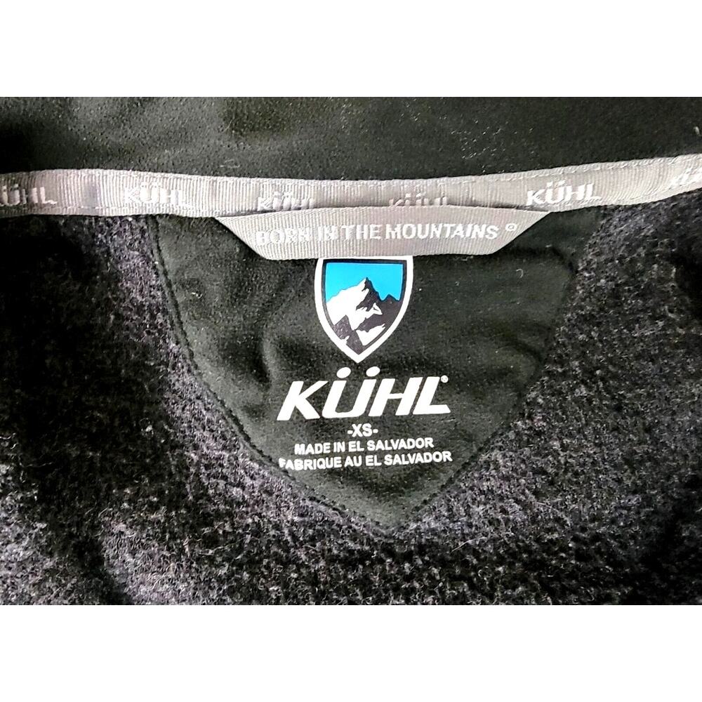 KUHL Chianti Wool Blend Fleece Jacket XS Hooded Hiking Outdoor Black Gray - Picture 8 of 9